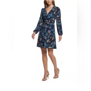 Vince Camuto ruched paisley mini dress